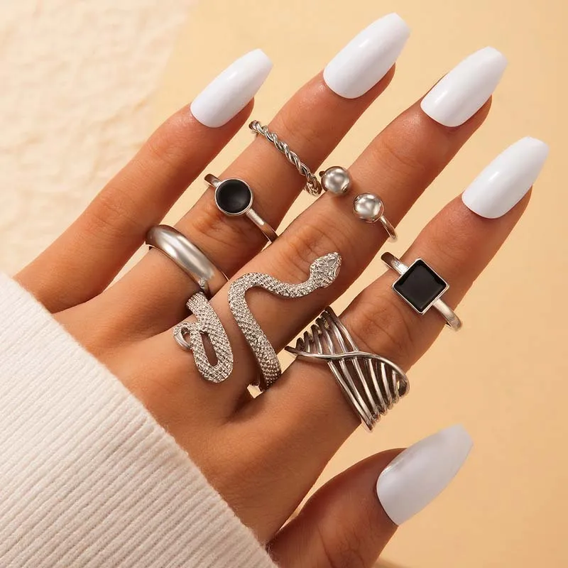 Snake Zodiac Twist Ring Set